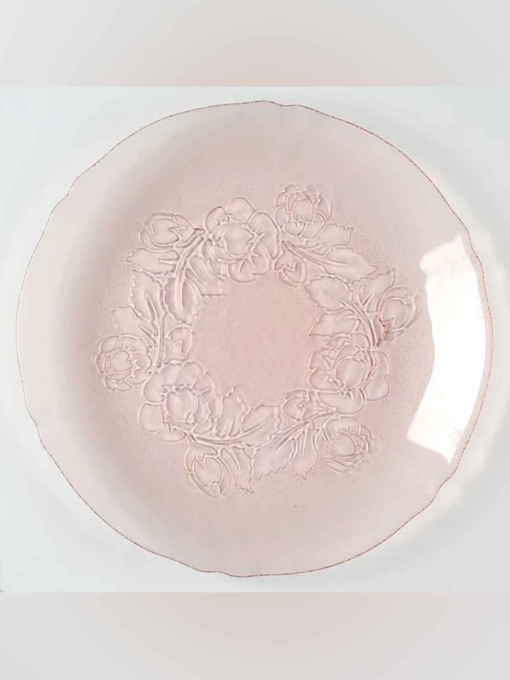 Arcoroc France Rosa Pink (Rosaline) 10 inch Glass Floral Dinner Plate